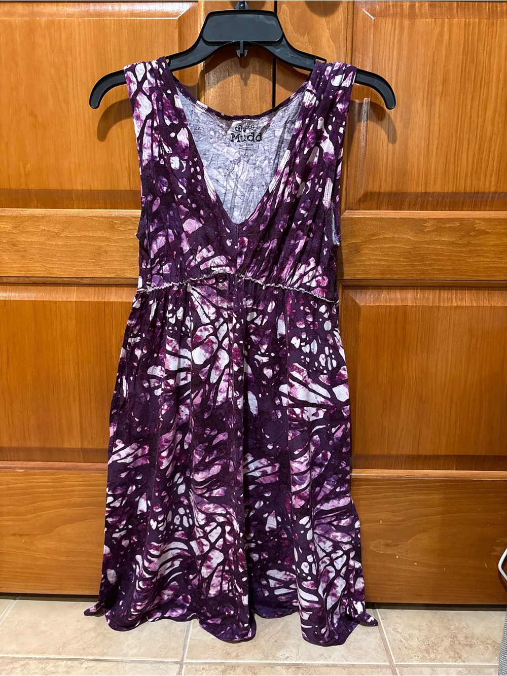 Mudd Purple and Light Lavender Tie-Dye V-Neck Above Knee Dress
